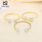 Fashion Round White Clay Full Rhinestone Open Wire Woven Stainless Steel Bangle