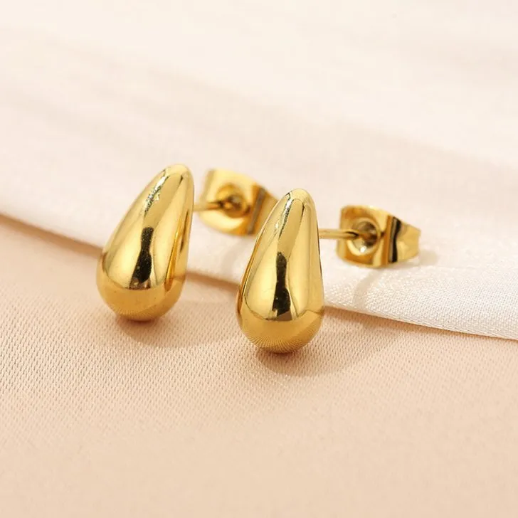 Trendy 11X6mm Stainless Steel Teardrop Earrings for Resale