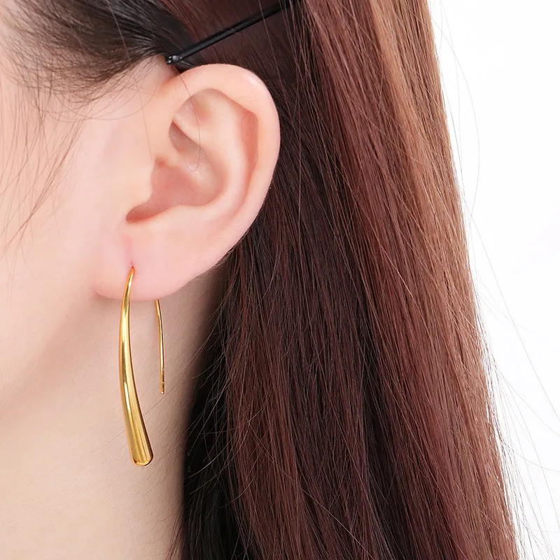 Geometric Arc Line Versatile Stainless Steel Earrings Women's Jewelry