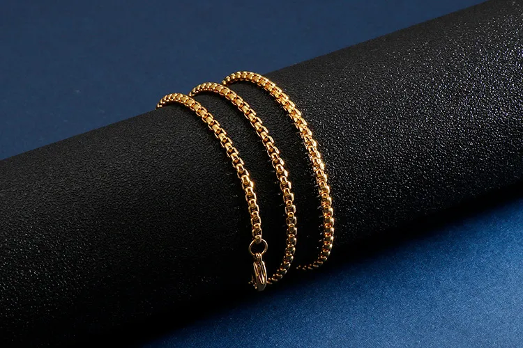 Square Pearl Chain Stainless Steel Polished Electroplated Single Chain Men's Necklace Versatile Accessory