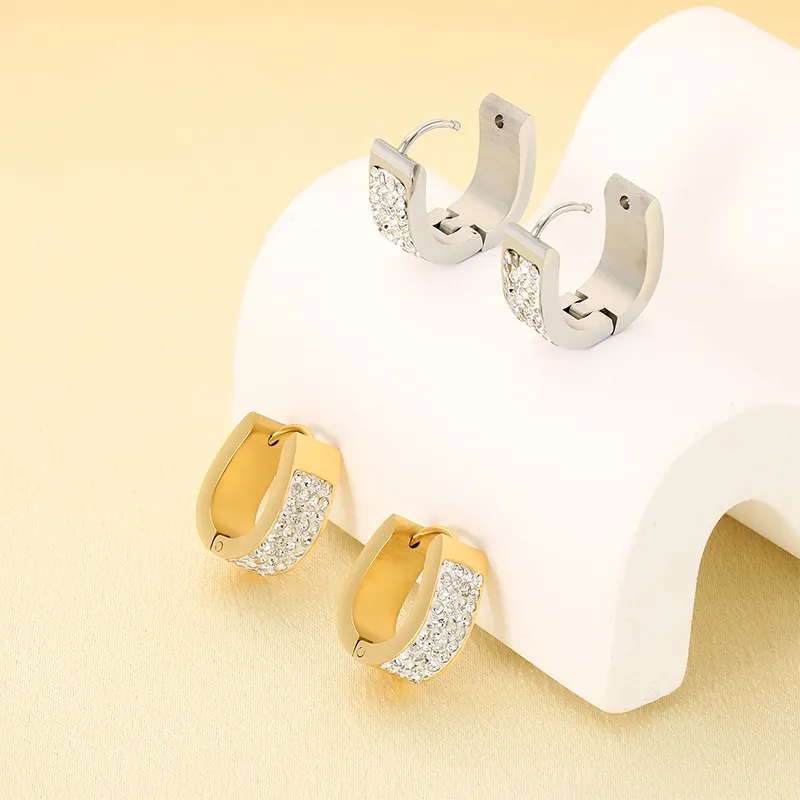 Stainless Steel Rhinestone Earrings Suitable for Daily Wear