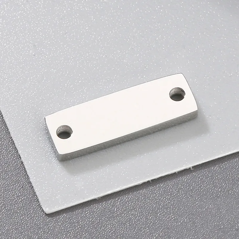 Stainless Steel Rectangular Double Hole Necklace Pendant Smooth Square Bracelet DIY Accessories
