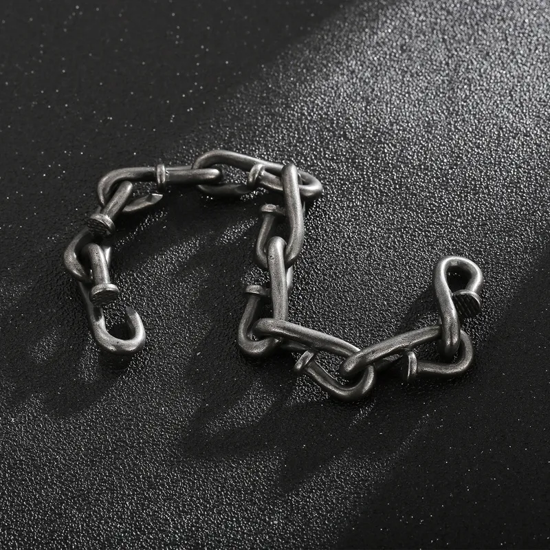 Stainless Steel Nail Shaped Bracelet Necklace Jewelry Set
