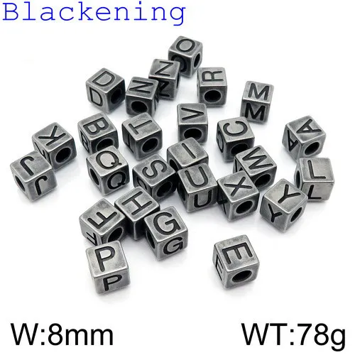 Manufacturer Fashion 26 English Letter Pendant Personalized Stainless Steel Square Bead DIY Bracelet Jewelry Accessories