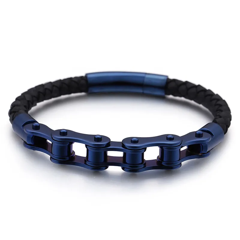 Street Trend Fashion Leather Bracelet Personalized Stainless Steel Bicycle Chain Bracelet