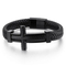 European and American Fashion Punk Cross Men's Stainless Steel Creative Woven Leather Bracelet