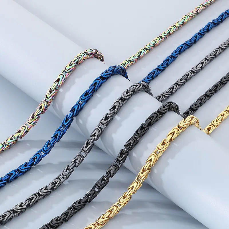 Hip Hop Street Fashion Stainless Steel Front and Back Chain Splicing Emperor Chain Charm Men's Bracelet&Necklace