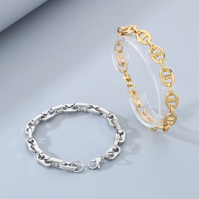 Minimalist Ins Style Stainless Steel Multi Style Pig Nose Chain Unisex Bracelet