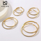 Trendy Statement Earrings Geometric Round Hollow Rhinestone-Embedded Stainless Steel Hoops Women Wholesale