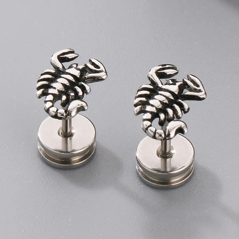 Personalized Stainless Steel Earrings for Men, Scorpion Punk Style Jewelry