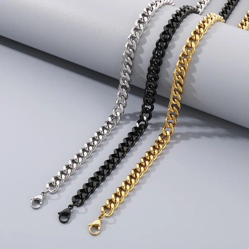 Wholesale 18K Gold Plated Two-Side Grinding Basic Chain Stainless Steel Chain Necklace