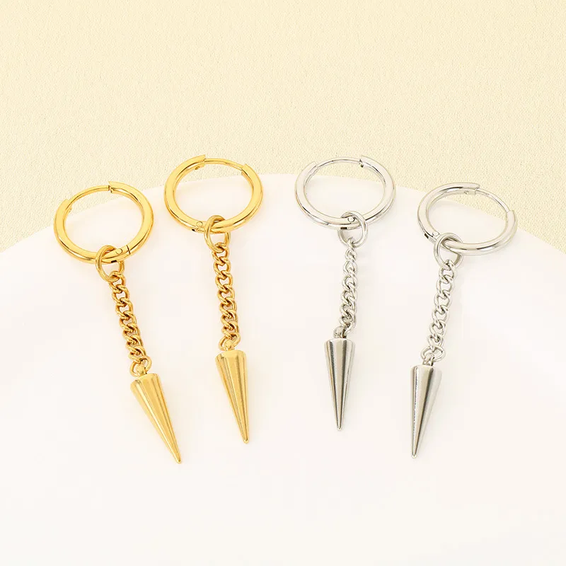 Kalen New Neutral Stainless Steel Chain Cone Pendant Earrings Jewelry Wholesale