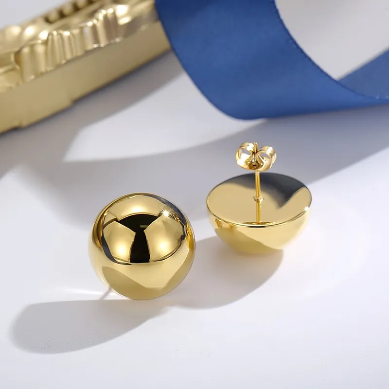 Cross Border Popular Stainless Steel Hemispherical Hollow Earrings, Internet Famous, Simple and Generous, Light Luxury Earrings