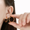 European Ins Striped Plain Round Stainless Steel Huggie Earrings Unisex Versatile Hoops Earrings