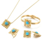 Stylish Four-Piece Earring Set with Beautiful Inlaid Stone Accents