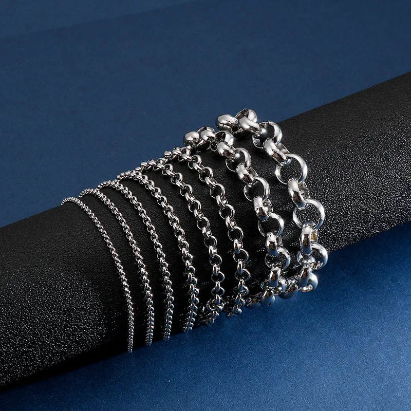 Wholesale Punk Jewelry Multi-Size Bracelet Stainless Steel Simple Silver Gold Chain Bracelet