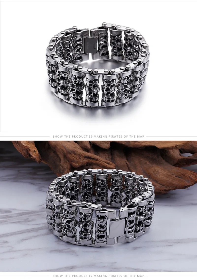New Kalen Men's Bracelet Skull Punk Personality Jewelry Trendy Fashion Bracelet