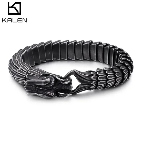 Zodiac Dragon Bracelet, Dragon Scale Pattern, Bold Style, Men's Bracelet, Vintage Stainless Steel Dragon Bone Jewelry, Factory Direct Sales