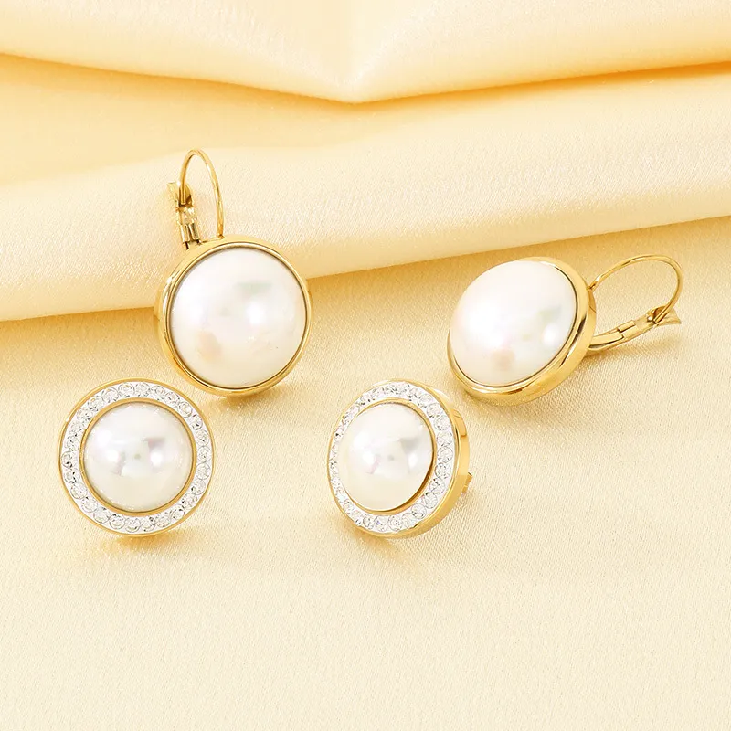 Stainless Steel Paired with Imitation Pearl Earrings for Women's Fashion Jewelry