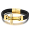 Kalen Fashion Stainless Steel Creative Cross Men's Woven Cowhide Leather Bracelet