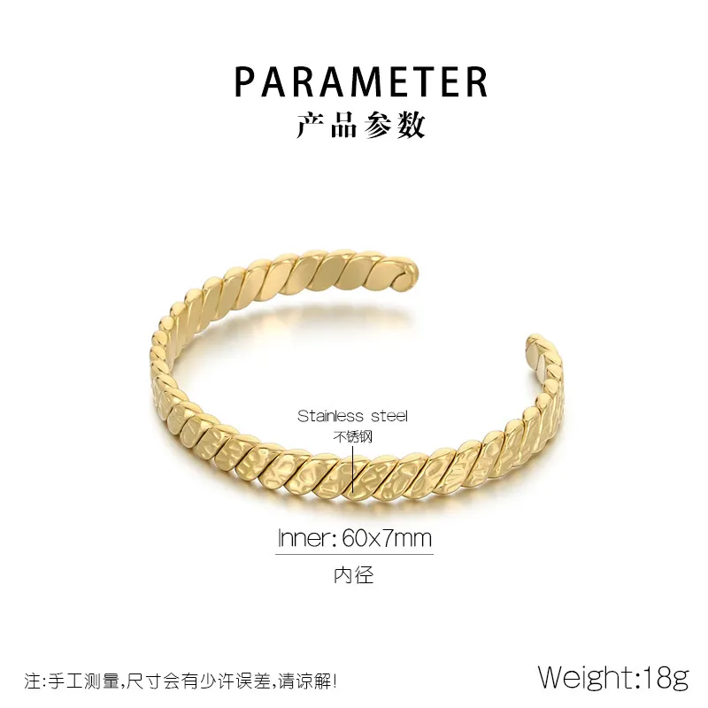 Stainless Steel C-Shaped Open Bangle Fashion Jewelry