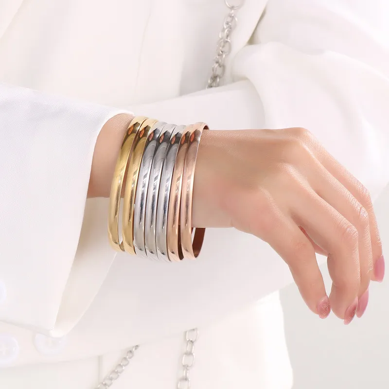Stylish 18K Gold Plated Multi-Layered Stainless Steel Bangles