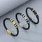 Minimalist and Trendy Stainless Steel Magnetic Buckle Bracelet Woven Leather Bracelet for Men