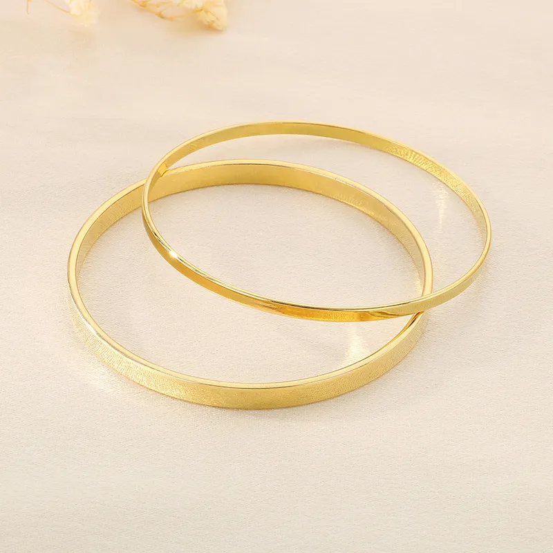 Classic Fashion Plain Circle Smooth Stainless Steel Multi Layer Stacked Polishing Bracelet Jewelry Wholesale