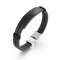 Stainless Steel Geometric Curved Plate Engraved Men's Woven Double-Layer Leather Bracelet Jewelry Wholesale