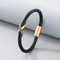 Men's Trendy Stainless Steel Magnetic Buckle Creative Diamond Inlaid 8-Shaped Retro Woven Leather Rope Bracelet