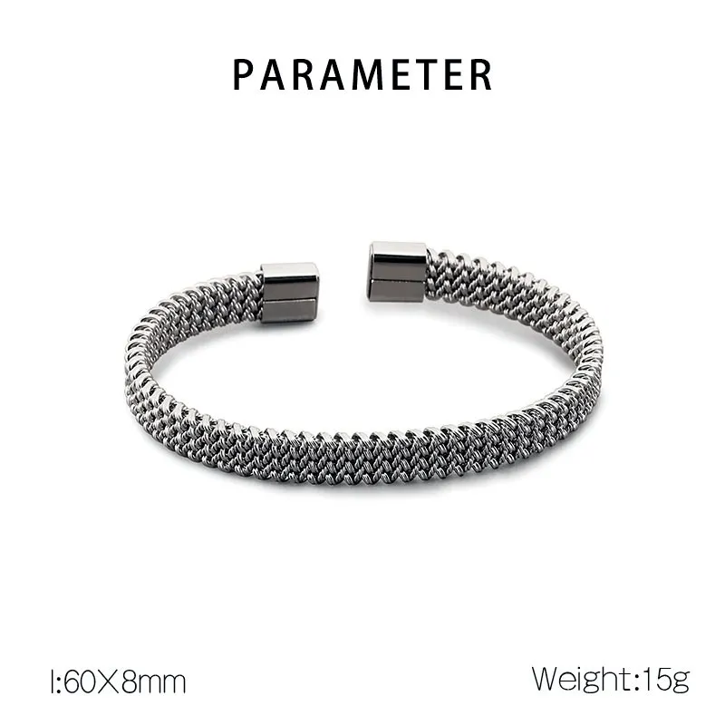 European and American Fashion Personality Stainless Steel Braided C-Shaped Open Temperament Bangle