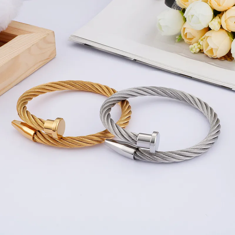 Stainless Steel Nail Shaped Bangle, Personalized Steel Wire Jewelry