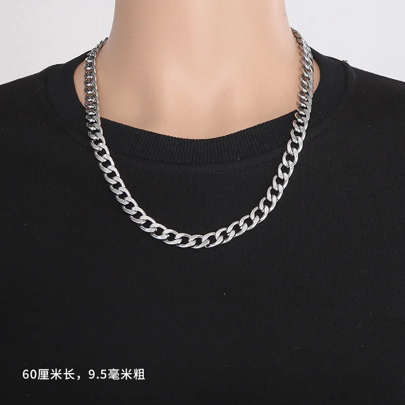 Factory Direct Sales of Minimalist Beveled Chain Hip-Hop Necklaces Stainless Steel Nk Chain Wholesale