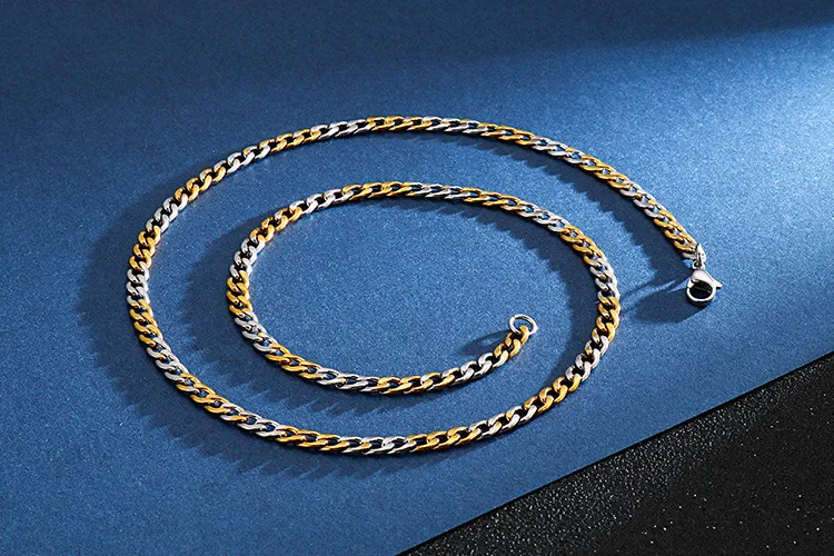 Factory Direct Sales of Minimalist Beveled Chain Hip-Hop Necklaces Stainless Steel Nk Chain Wholesale