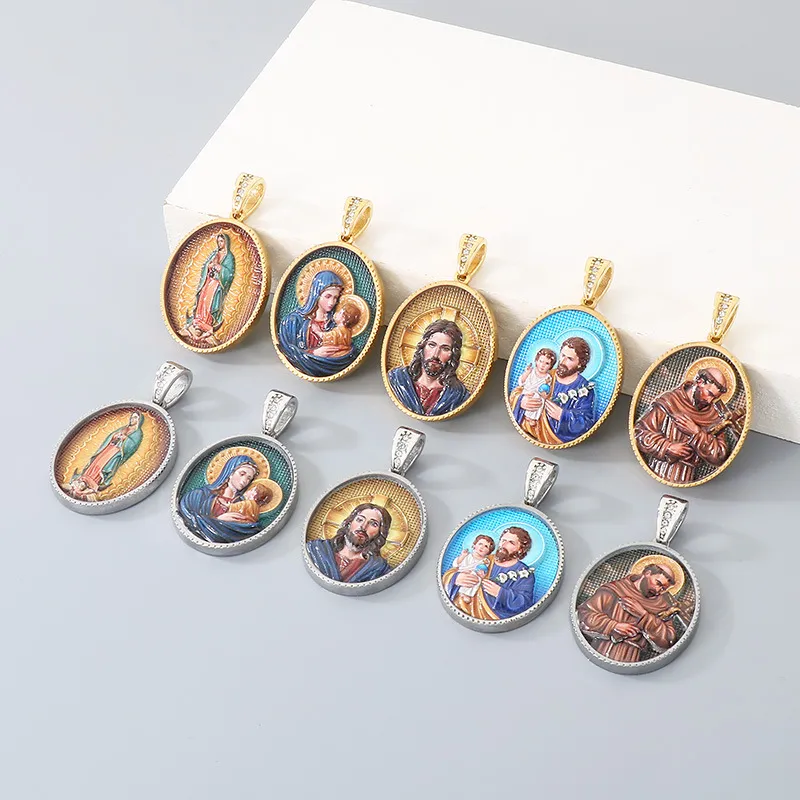 Kalen's New Fashionable Stainless Steel Oval Retro Portrait Men's Pendant Jewelry Wholesale