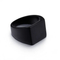 Geometric Surface Rectangular Laser Logo Black Cast Classic Stainless Steel Ring