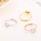 Fashion 18K Gold-Plated Stainless Steel Open Heart Ring Minimalist Adjustable White Shell Rings