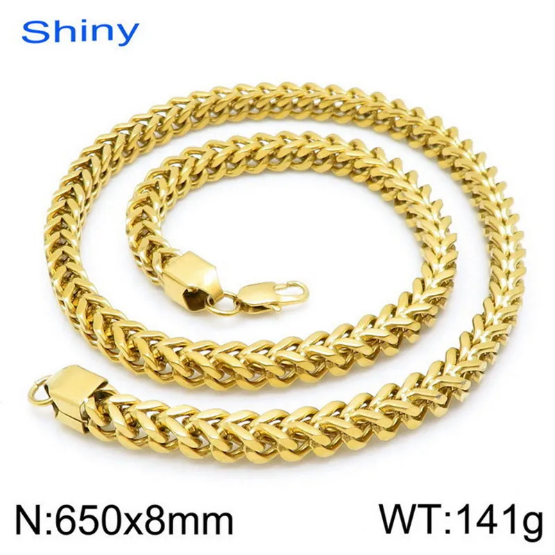 Wholesale Stainless Steel Wheat Chain Necklace Men 2/3/4/5/6/8mm Four-Sided Polished Woven Chain