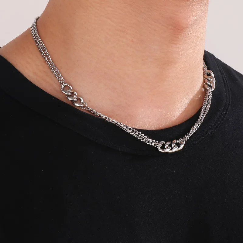 Trendy Men's Jewelry Stainless Steel Creative Multi-Layer Cuban Chain Temperament Necklace