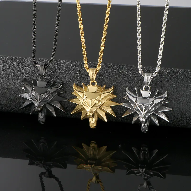 Three-Dimensional Wild Hunt Wolf Head Stainless Steel Casting Pendant for Man
