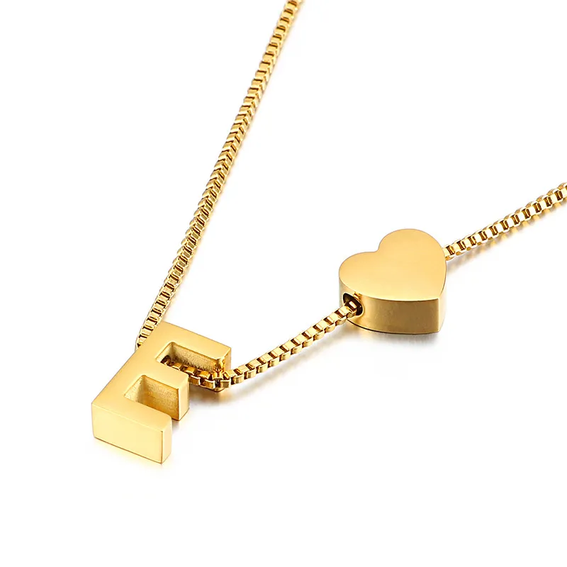 Stylish 26 Capital Letters Heart-Shaped Pull-out Stainless Steel Necklace