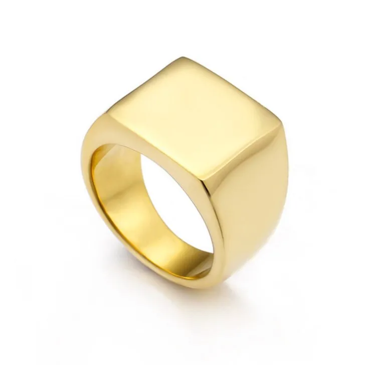 Customizable Retro Stainless Steel Stamp Ring for Unisex Fashion