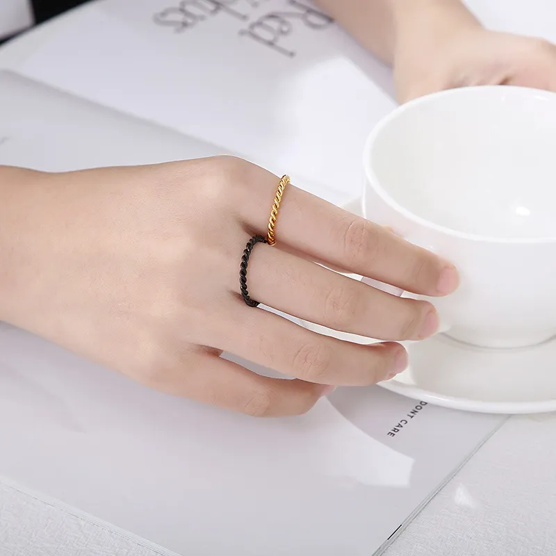 Fashion Simple Style Men and Women Universal Stainless Steel Fried Dough Twists Plain Ring Jewelry