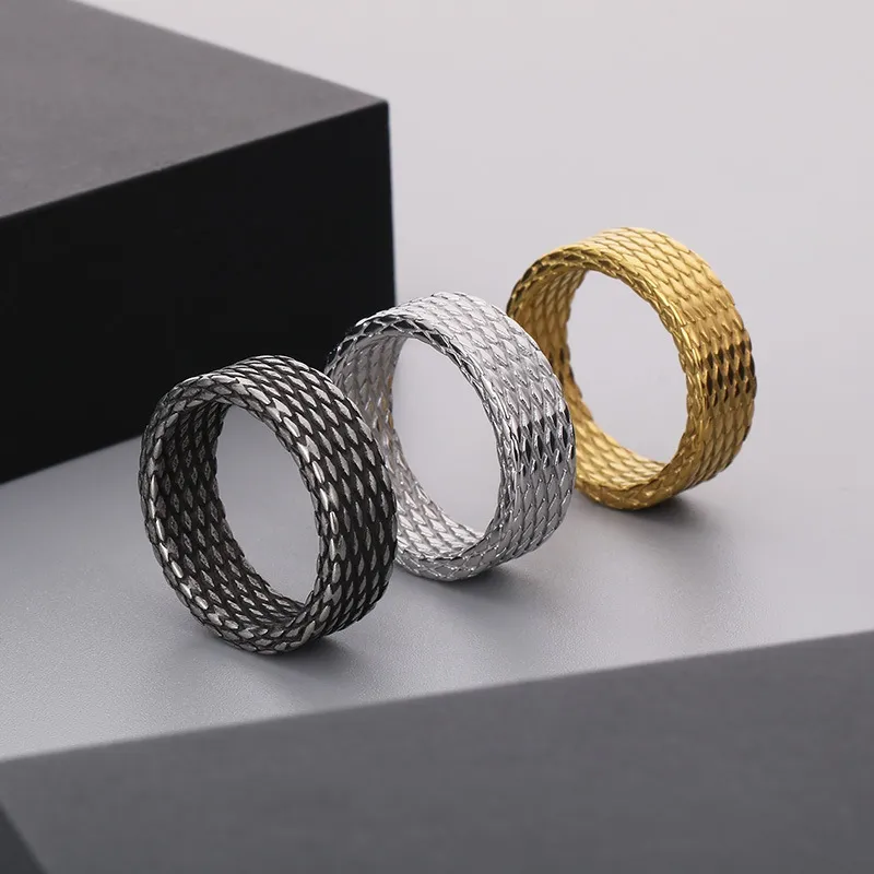 Men's Stainless Steel Jewelry Diamond Patterned Ring Suitable for Daily Wear