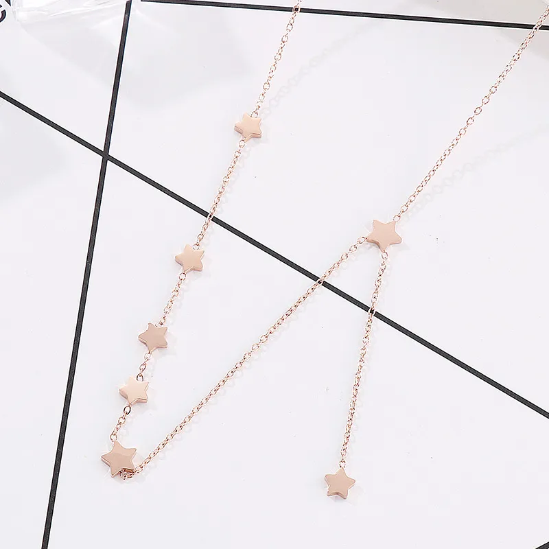 Trendy Stainless Steel Star Choker Necklace with Nine Stars