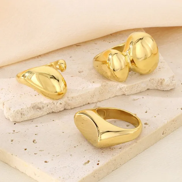 Trendy Irregular Flat Stainless Steel Ring for Hip-Hop Style