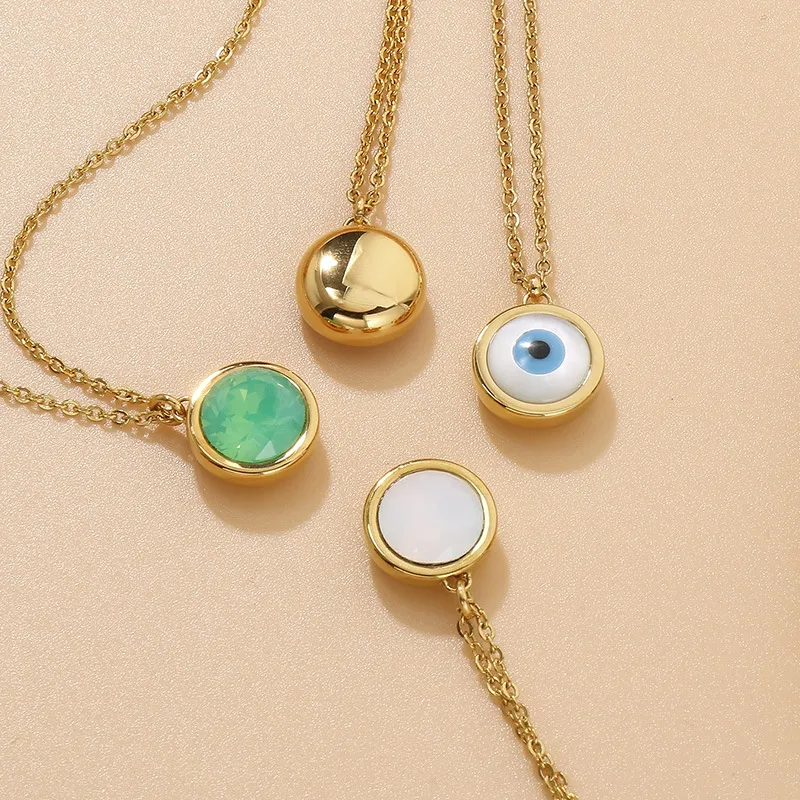 Sweet 18K Gold Plated Clavicle Chain Jewelry Wholesale Round Evil Eye Women's Necklace
