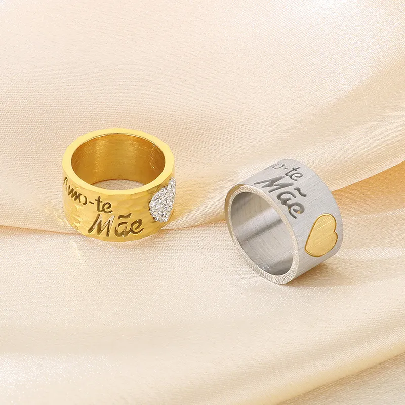 Wholesale Fashion Stainless Steel Creative Geometric Diamond Inlaid Multi Style Rings