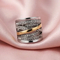 Fashion Entwined Multi-Band Shiny Zircon Ring Stainless Steel Vintage Oversized Wide Ring
