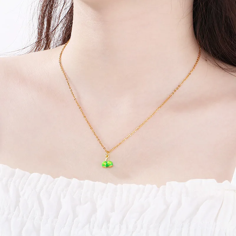 Personalized Mini Dopamine Fruit Series Necklace Dragon Cherry Stainless Steel Clavicle Chain